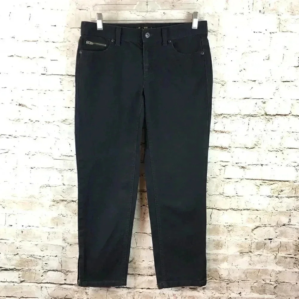 Ann Taylor Black Crop Capri Denim Jeans Size 2
